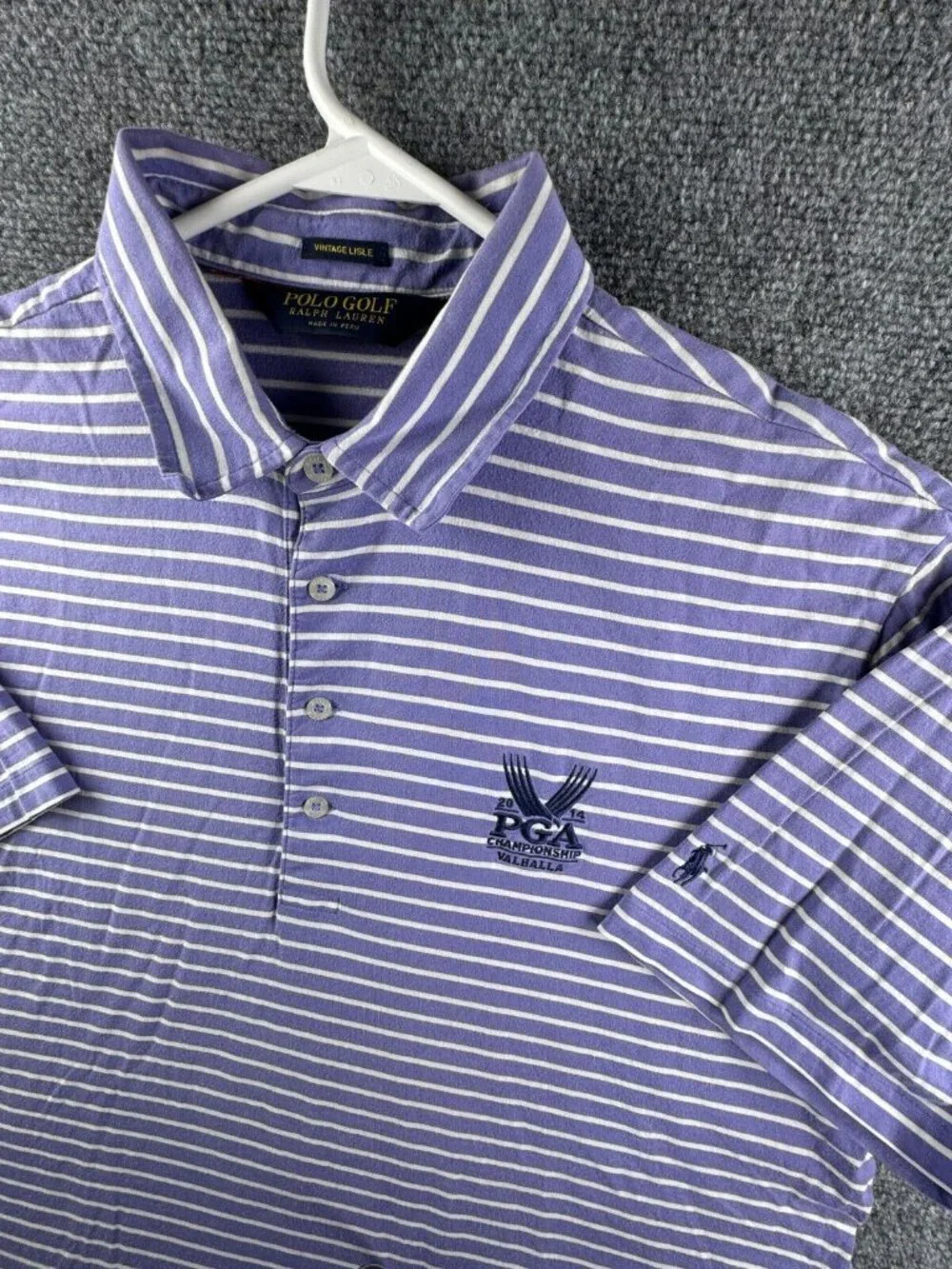 Polo Golf Ralph Lauren Vintage Lisle Purple Striped Valhalla Golf Club Large KY